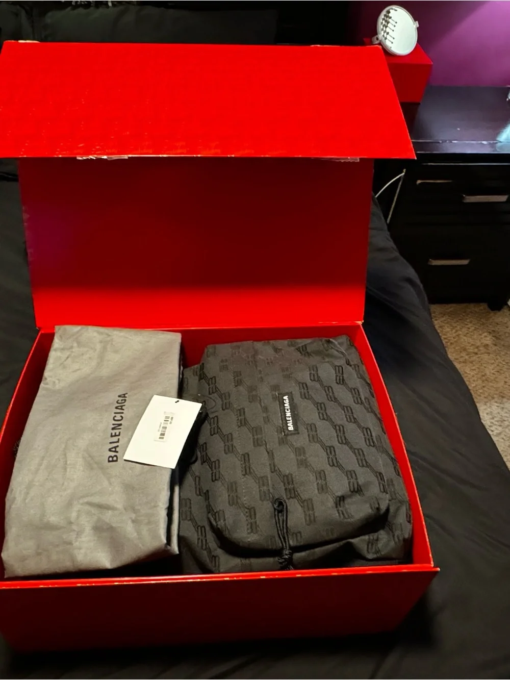 Balenciaga Gray & Black Monogram Backpack w/ Dust Bag & Original Box
